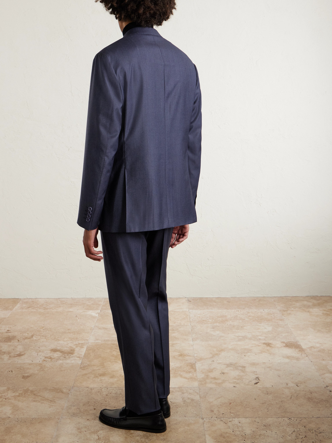 Canali Straight-leg Pleated Stretch-wool And Cashmere-blend Suit Trousers In Blue