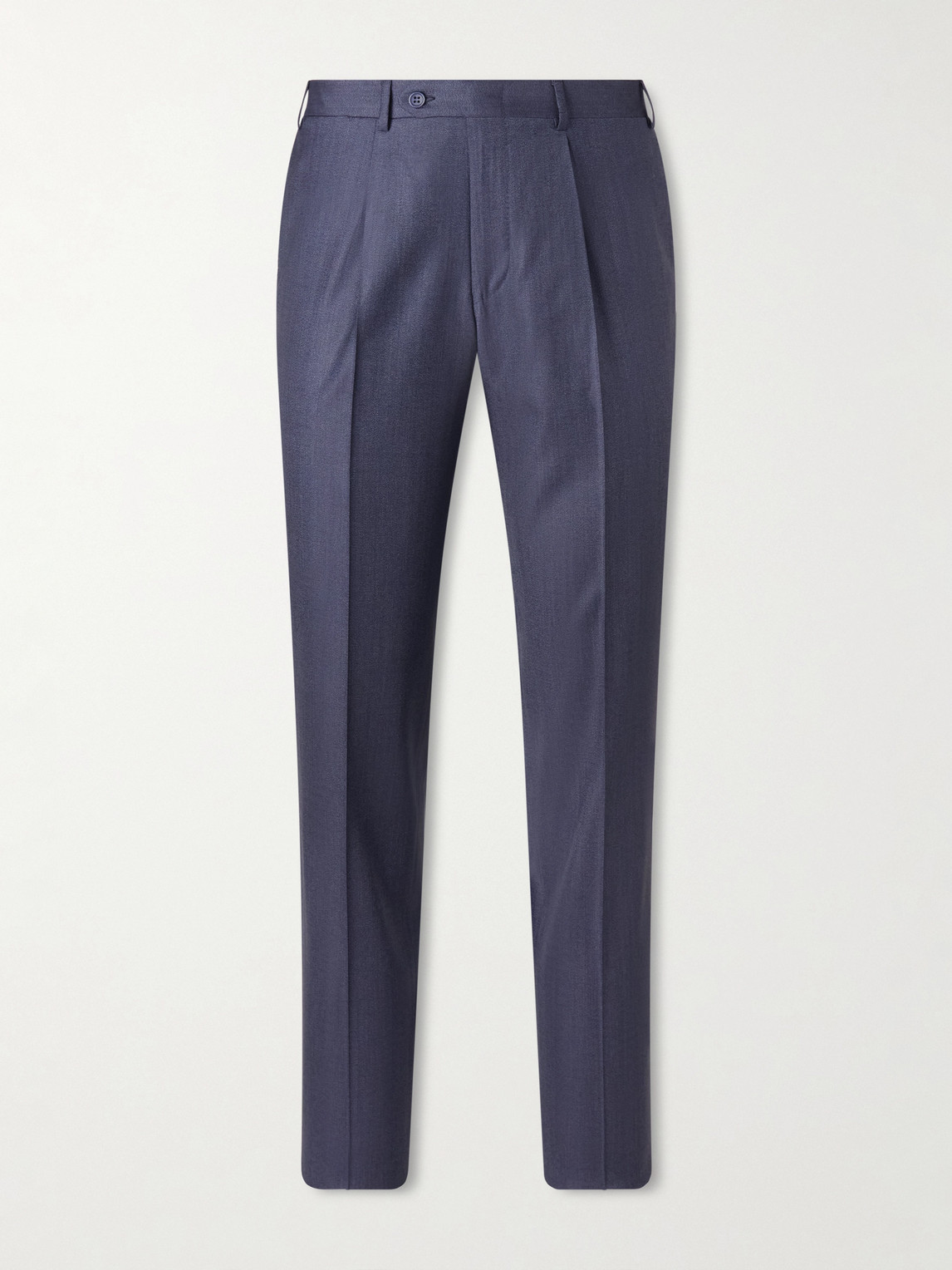 Canali Straight-leg Pleated Stretch-wool And Cashmere-blend Suit Trousers In Blue