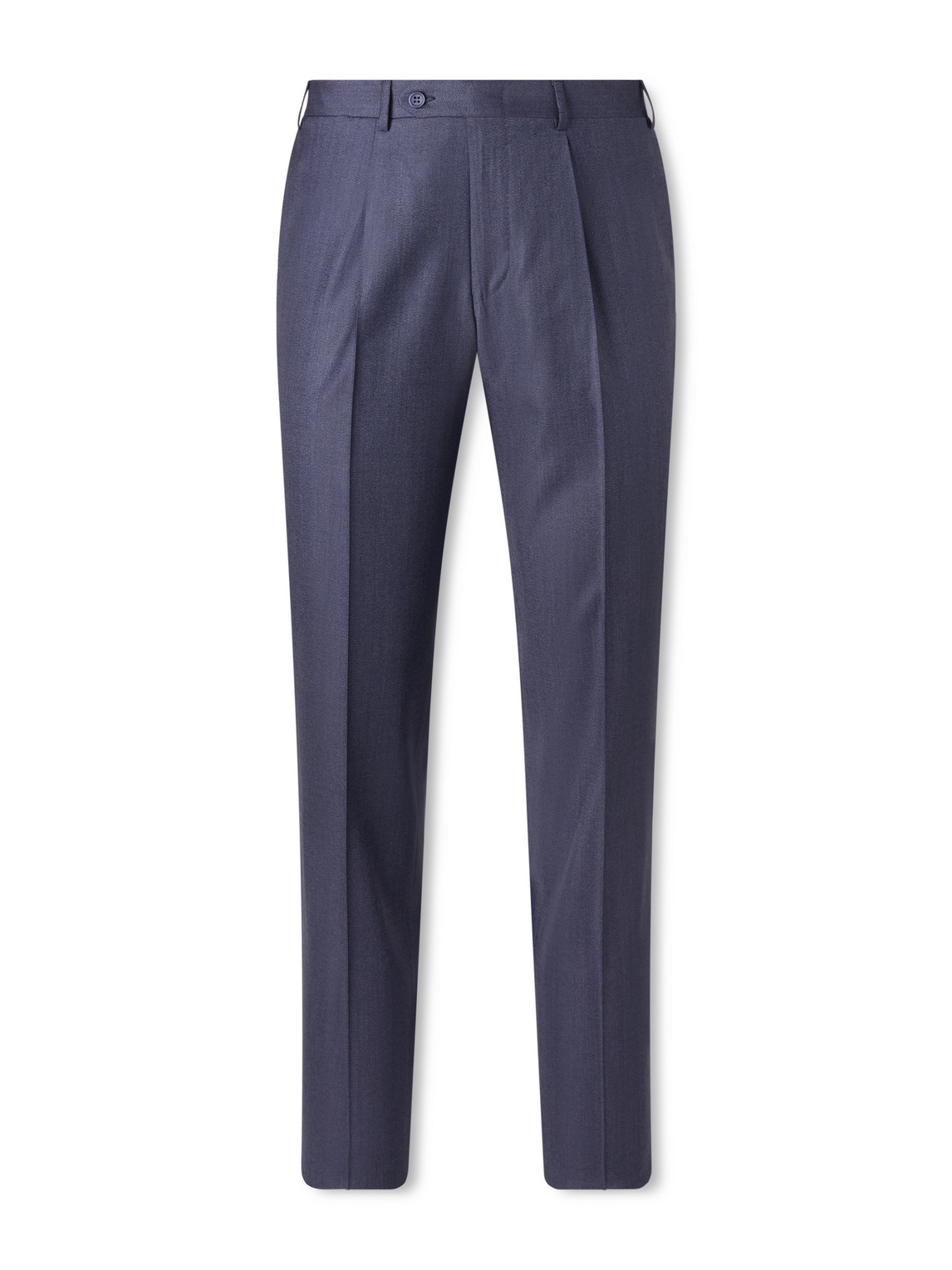 Canali Straight-leg Pleated Stretch-wool And Cashmere-blend Suit Trousers In Blue