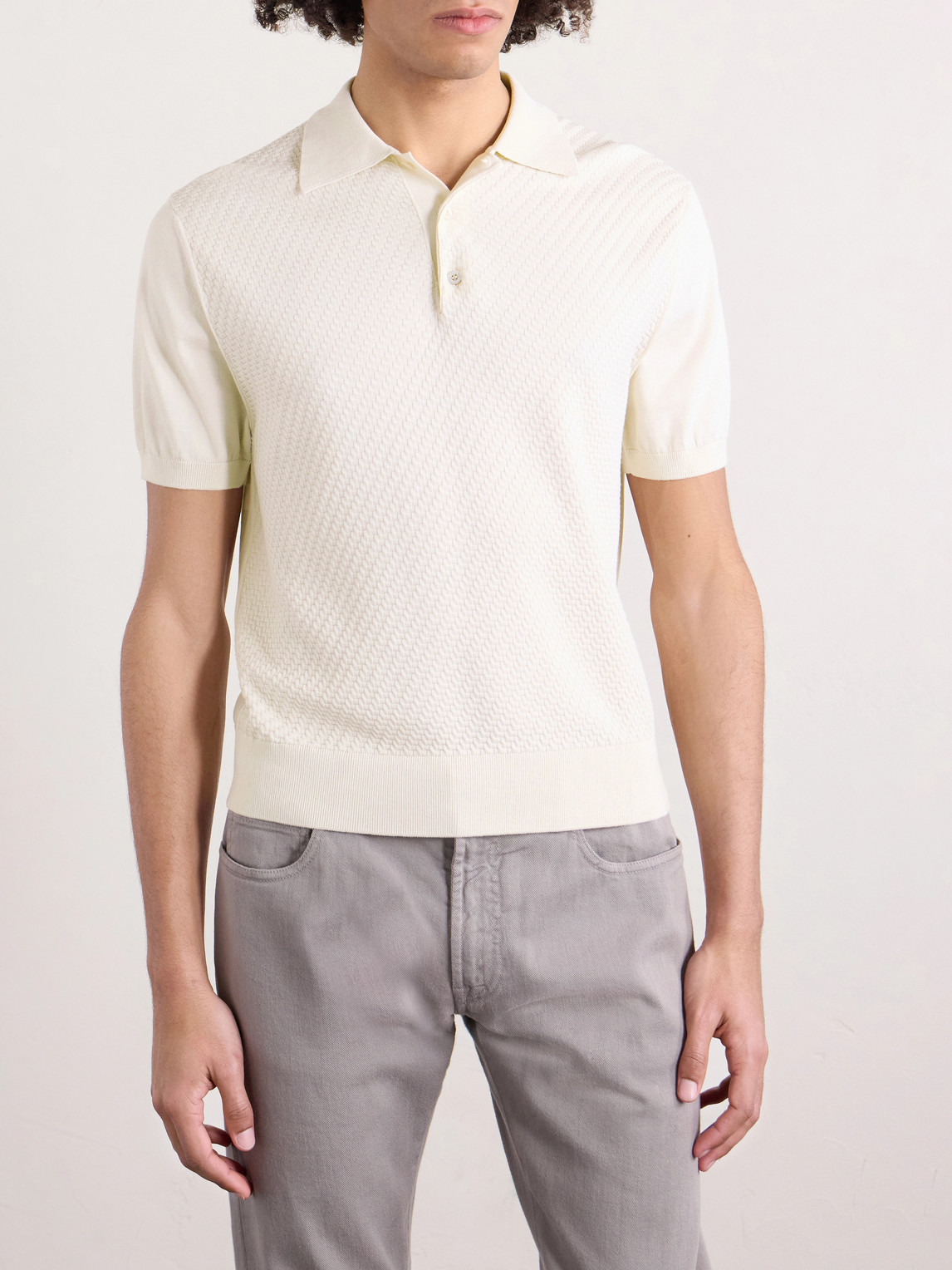 Cotton And Silk-Blend Polo Shirt