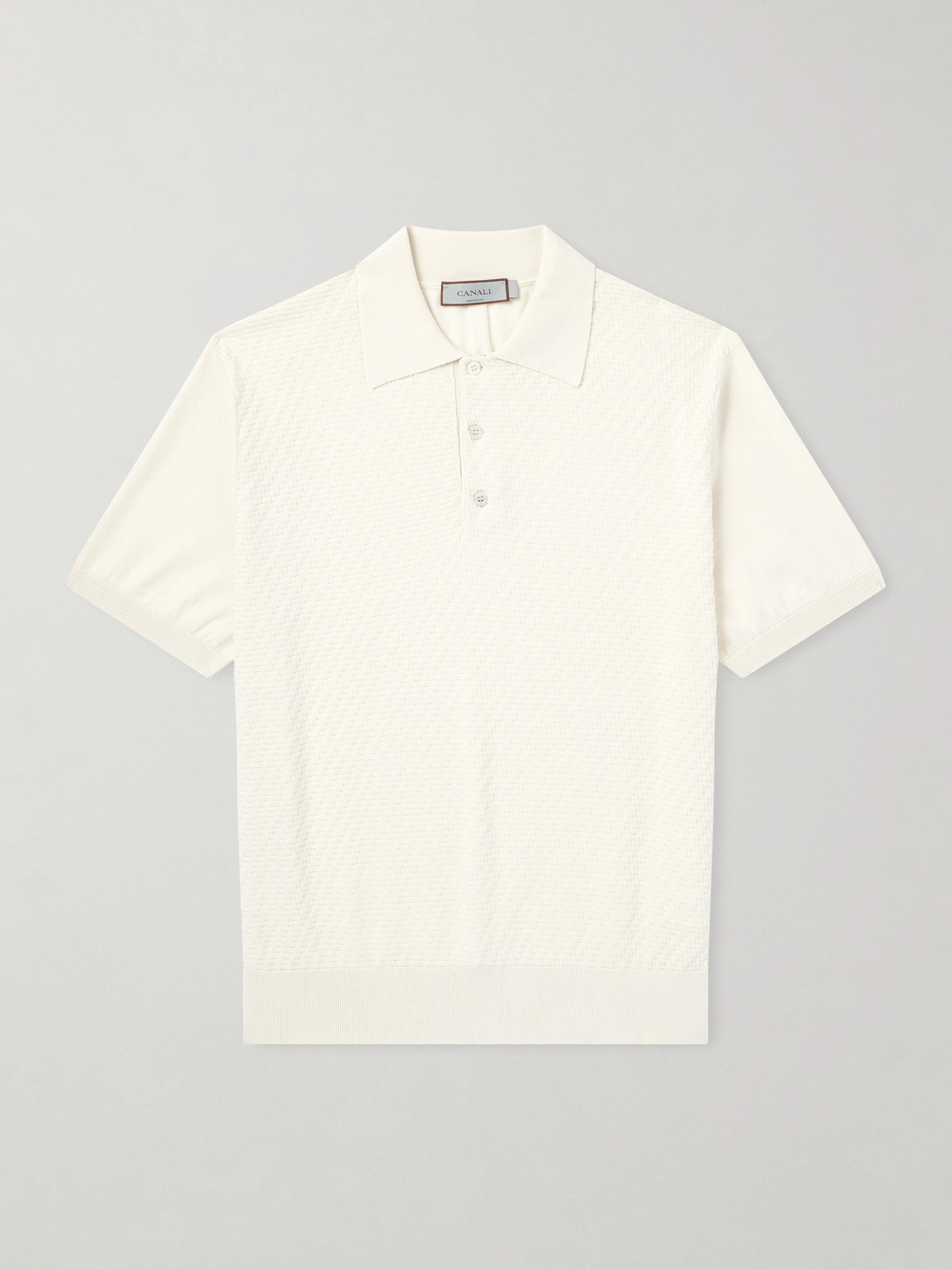 Canali Cotton And Silk-blend Polo Shirt In White