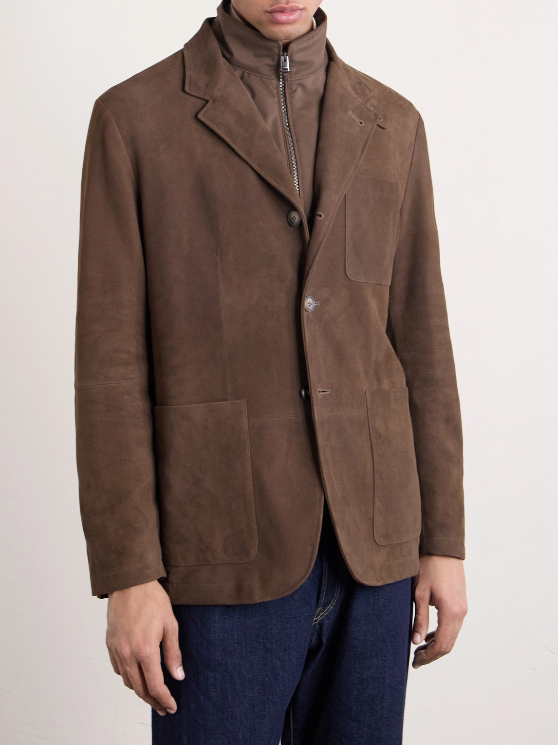  Canali - Bruma Layered Suede Jacket - Men - Brown - It 52 