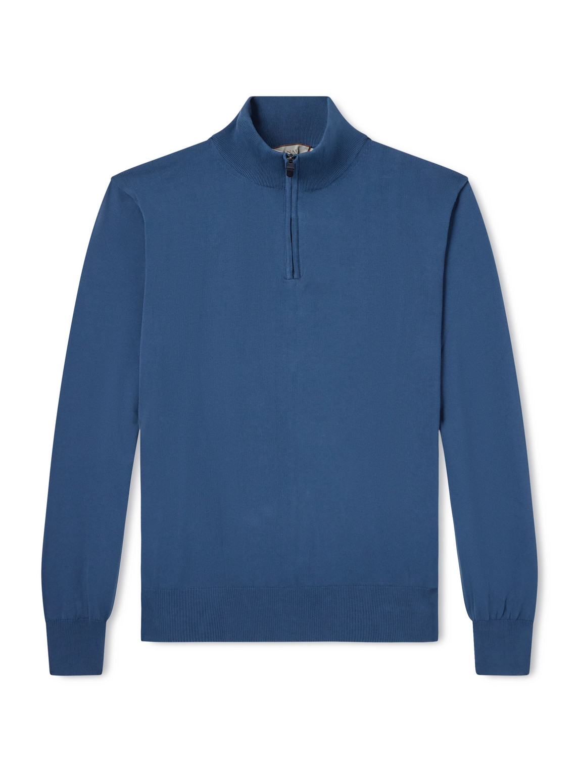 Canali Cotton Half-zip Sweater In Blue