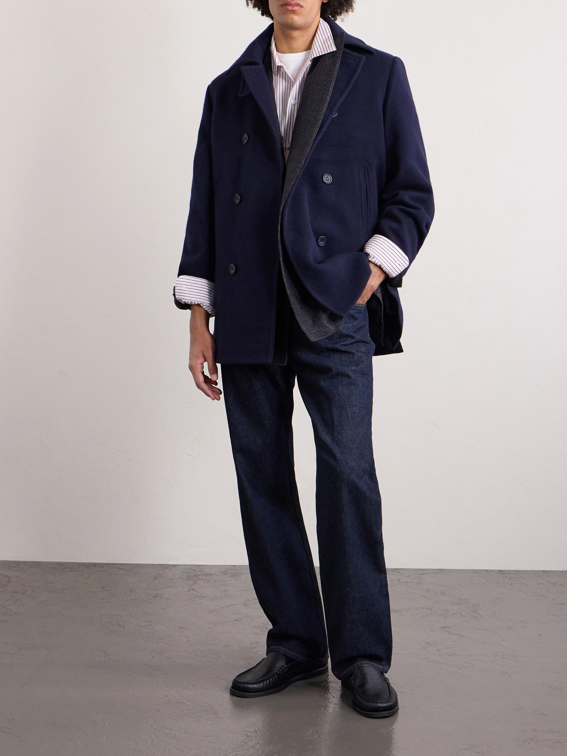 Double-Breasted Wool And Cashmere Peacoat