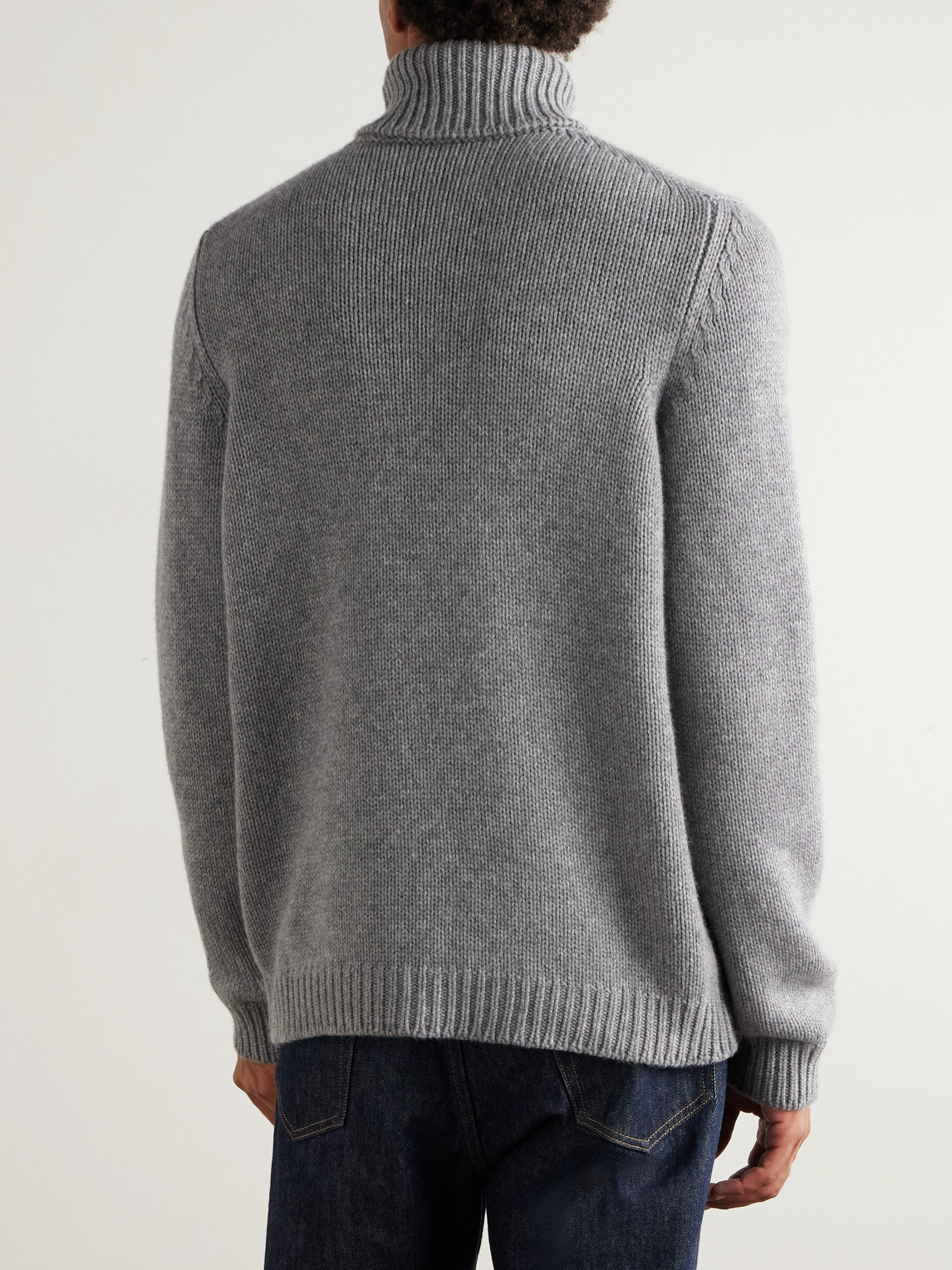 Rib-Trimmed Cashmere Rollneck Sweater