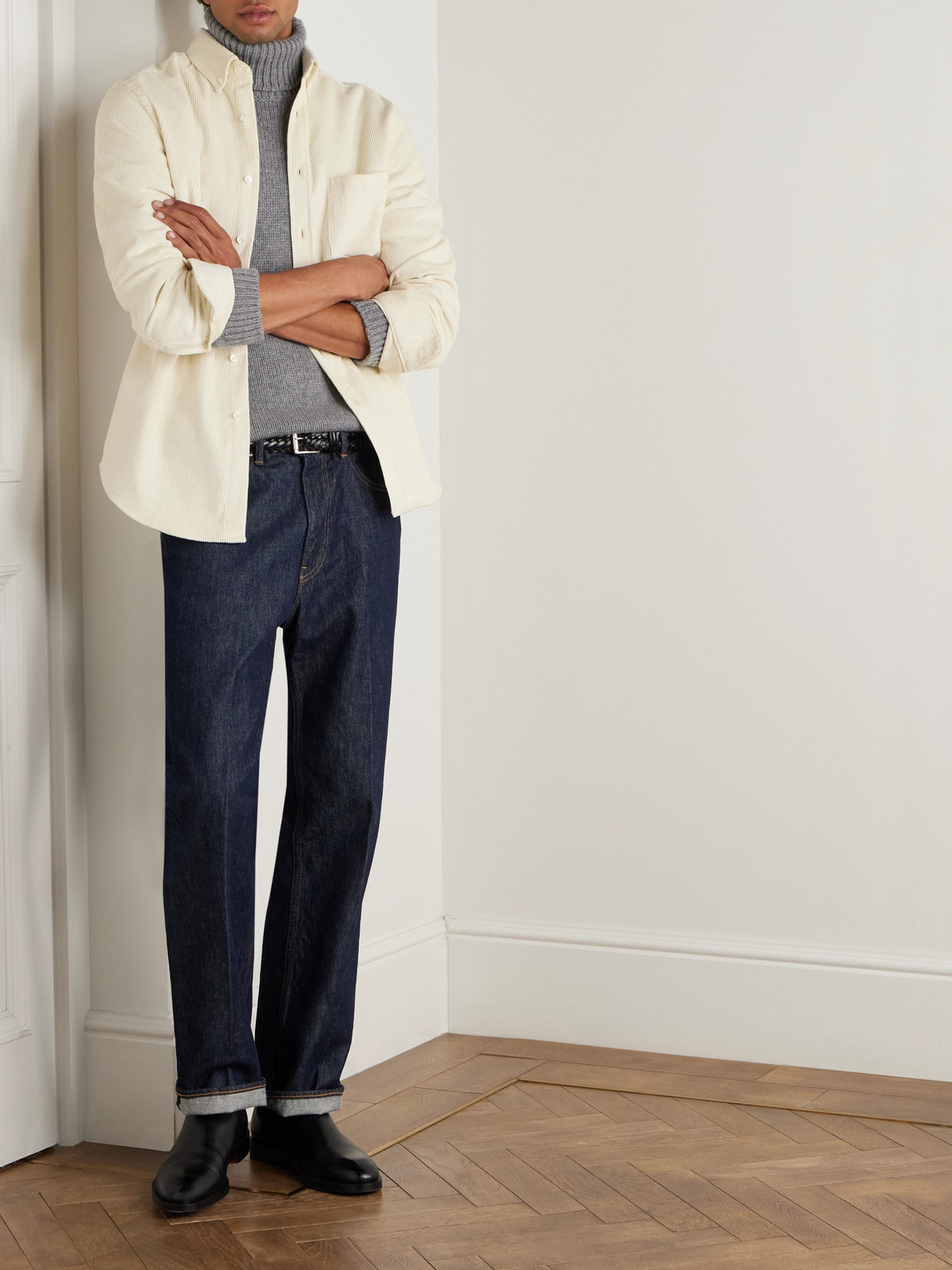 Rib-Trimmed Cashmere Rollneck Sweater