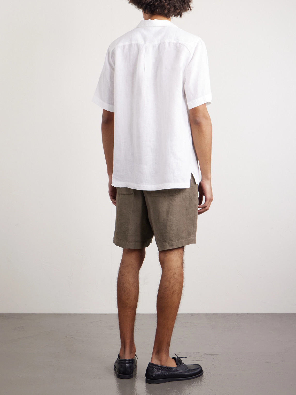  Altea - Samuel Straight-leg Linen Drawstring Shorts - Men - Green - S 
