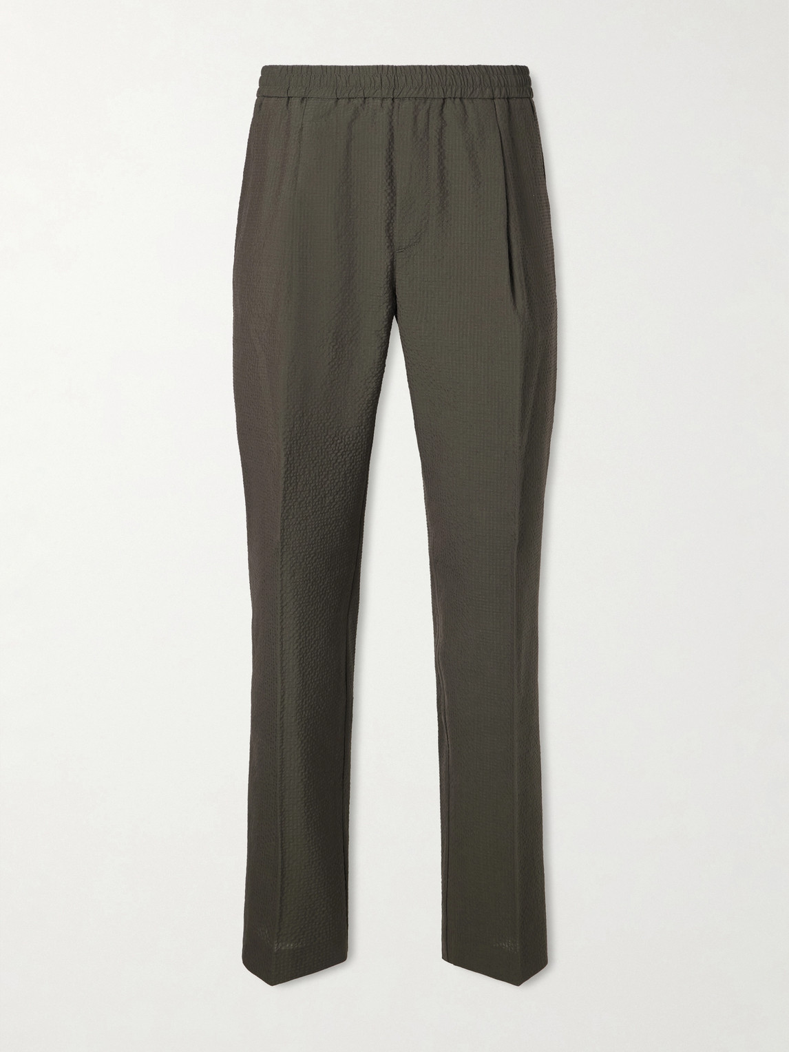 Altea Straight-Leg Pleated Wool-Blend Seersucker Trousers - Men