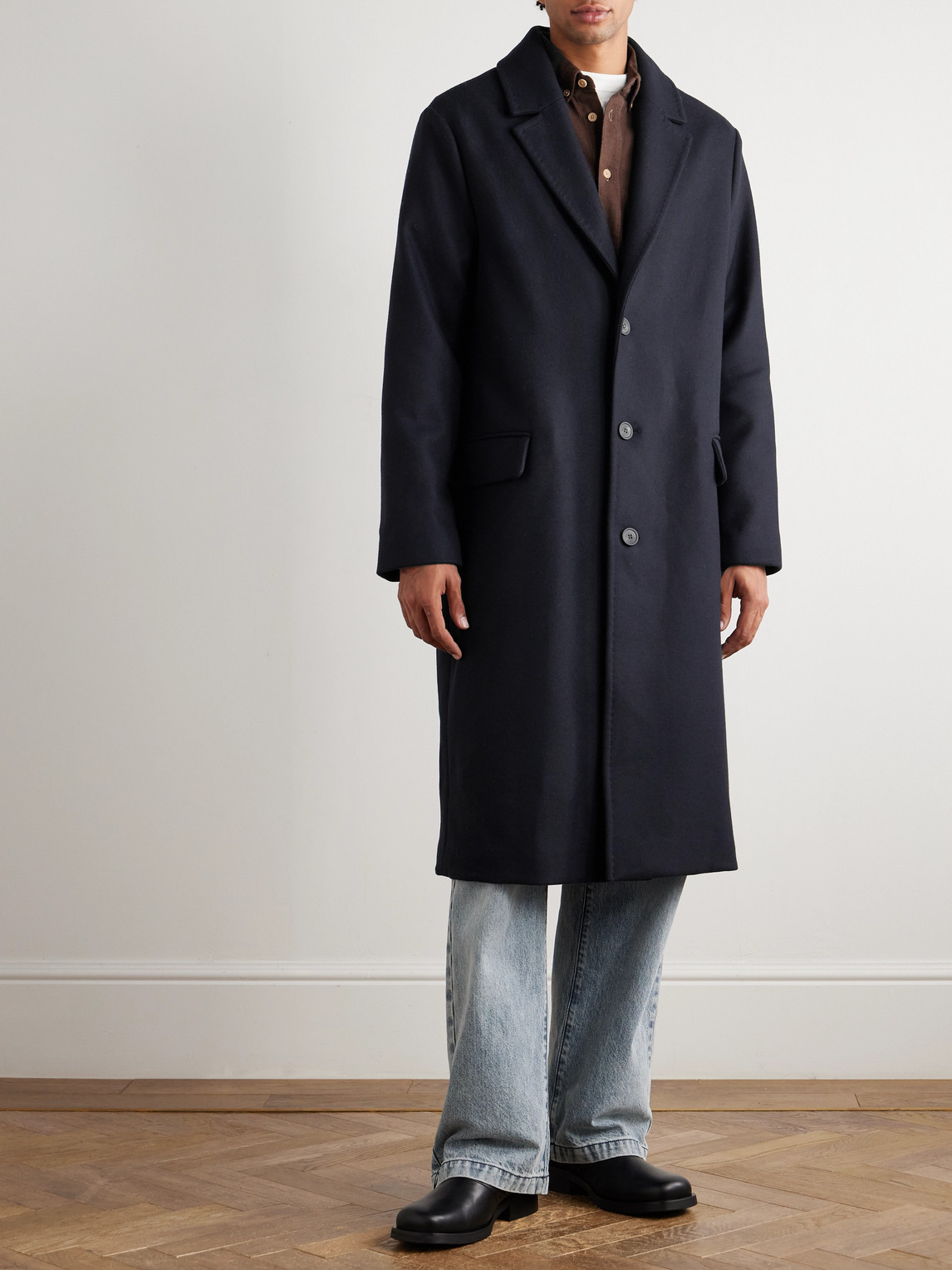 Altea Coleman Wool-blend Twill Coat In Blue