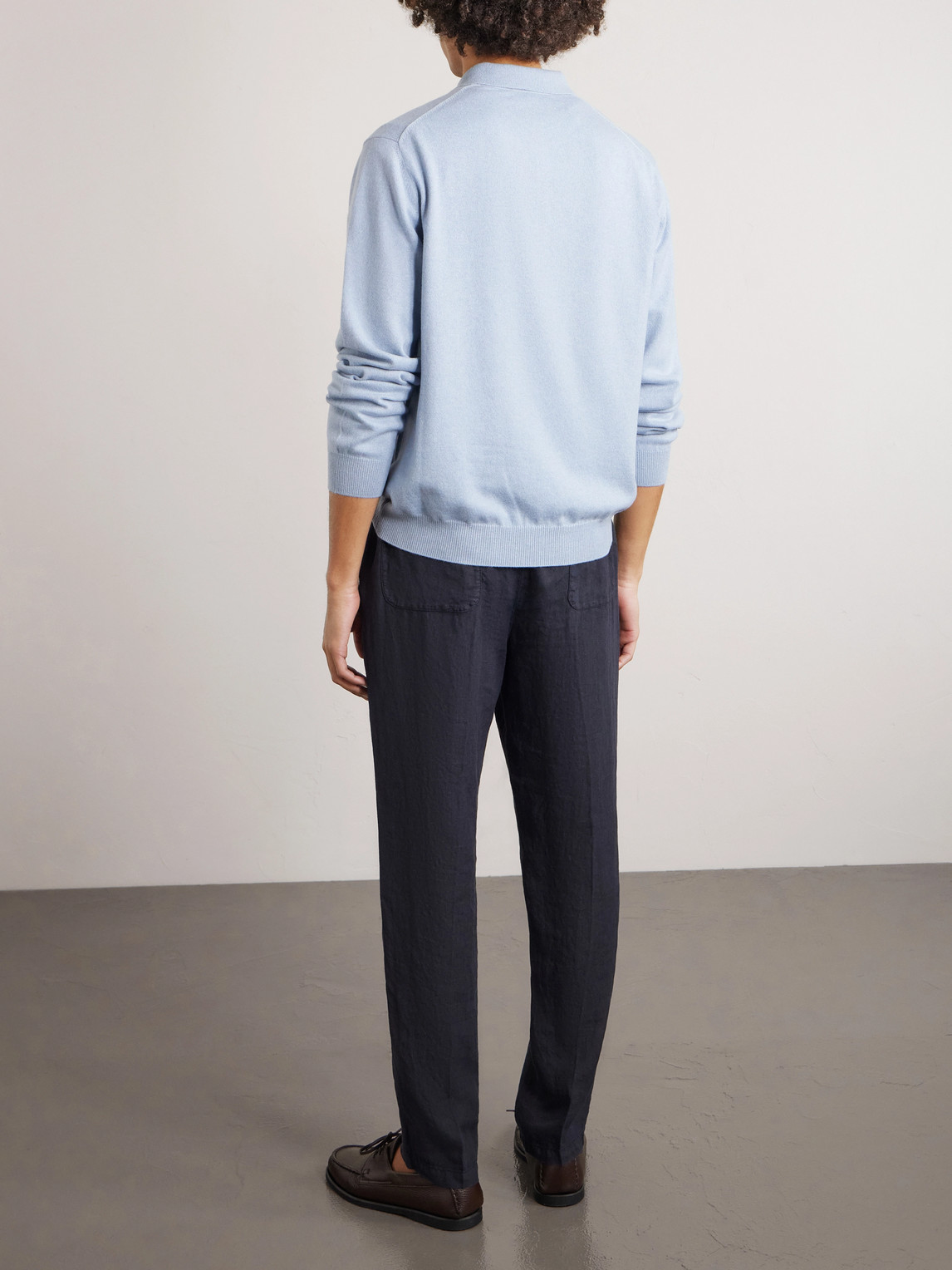  Altea - Mattia Straight-leg Linen Drawstring Trousers - Men - Blue - S 