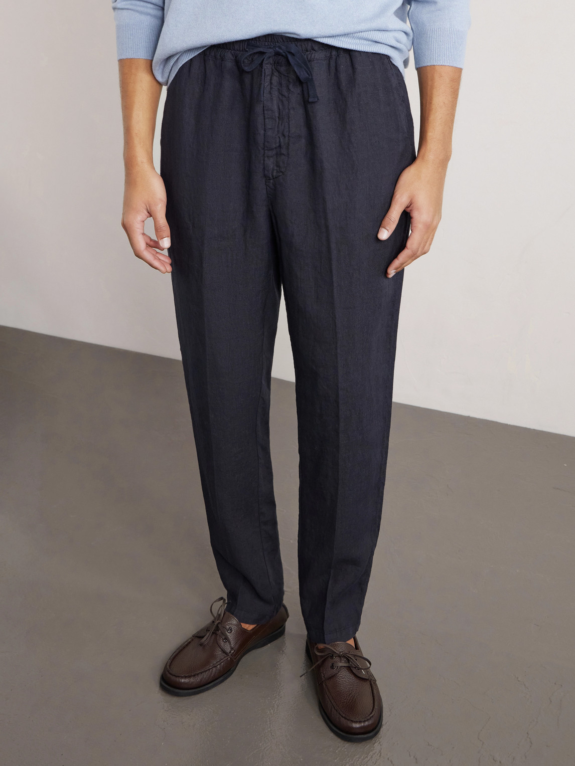  Altea - Mattia Straight-leg Linen Drawstring Trousers - Men - Blue - S 