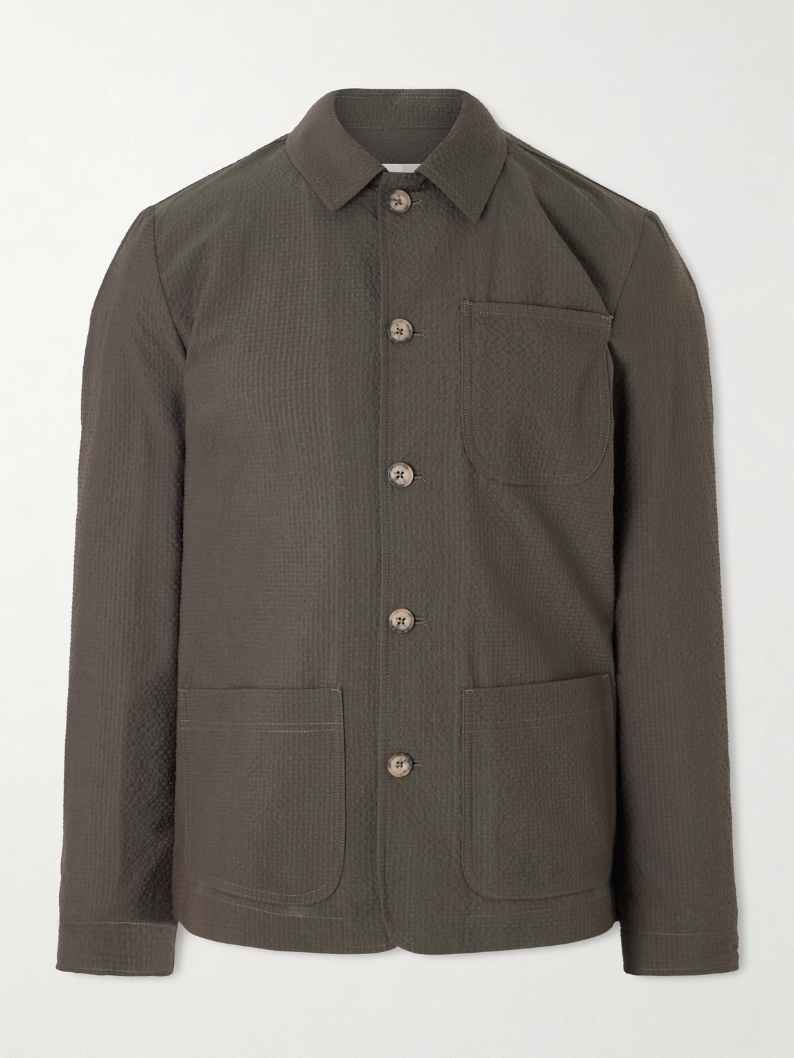 Altea – Virgin Wool-Blend Seersucker Overshirt