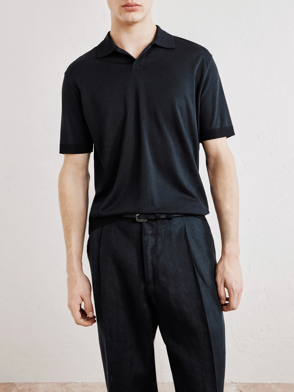 Altea - Pierre Lyocell And Cotton-blend Polo Shirt - Men - Black - S 