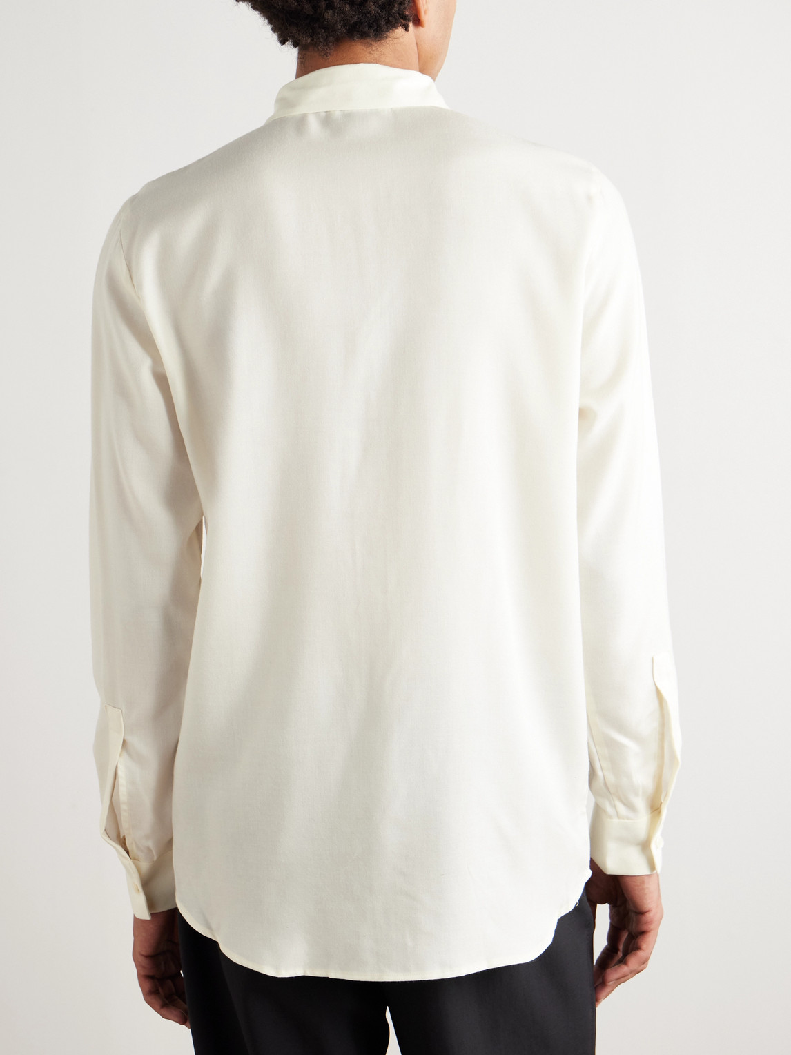 Altea Henri Lyocell And Wool-blend Flannel Shirt In White