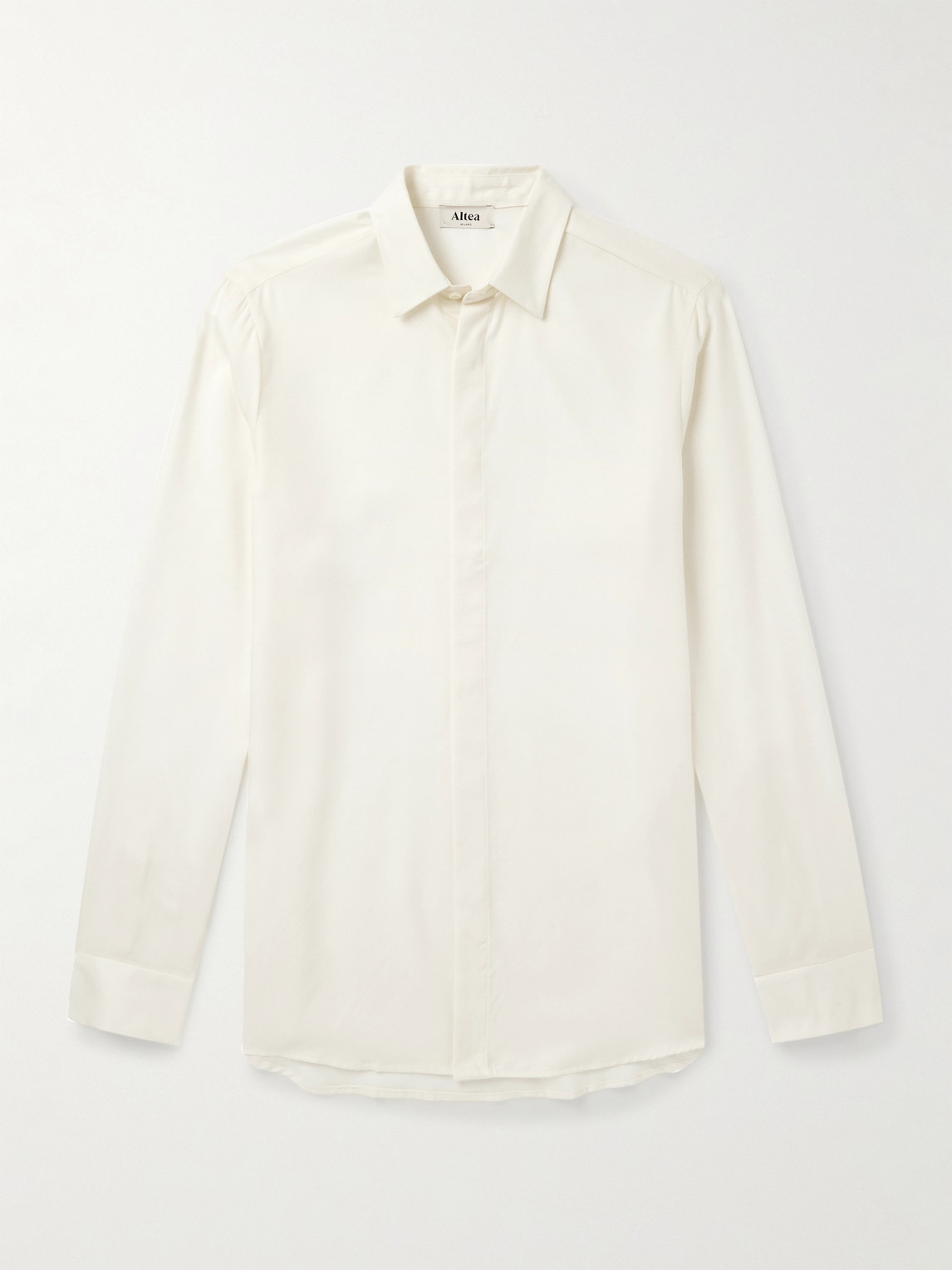 Altea Henri Lyocell And Wool-blend Flannel Shirt In White