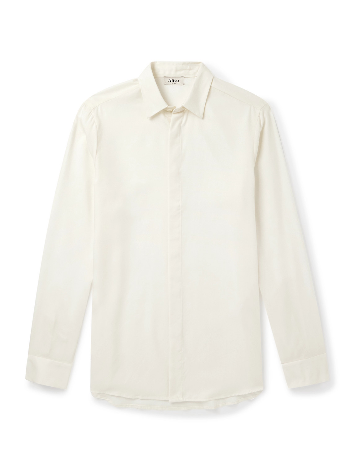 Altea Henri Lyocell And Wool-blend Flannel Shirt In White