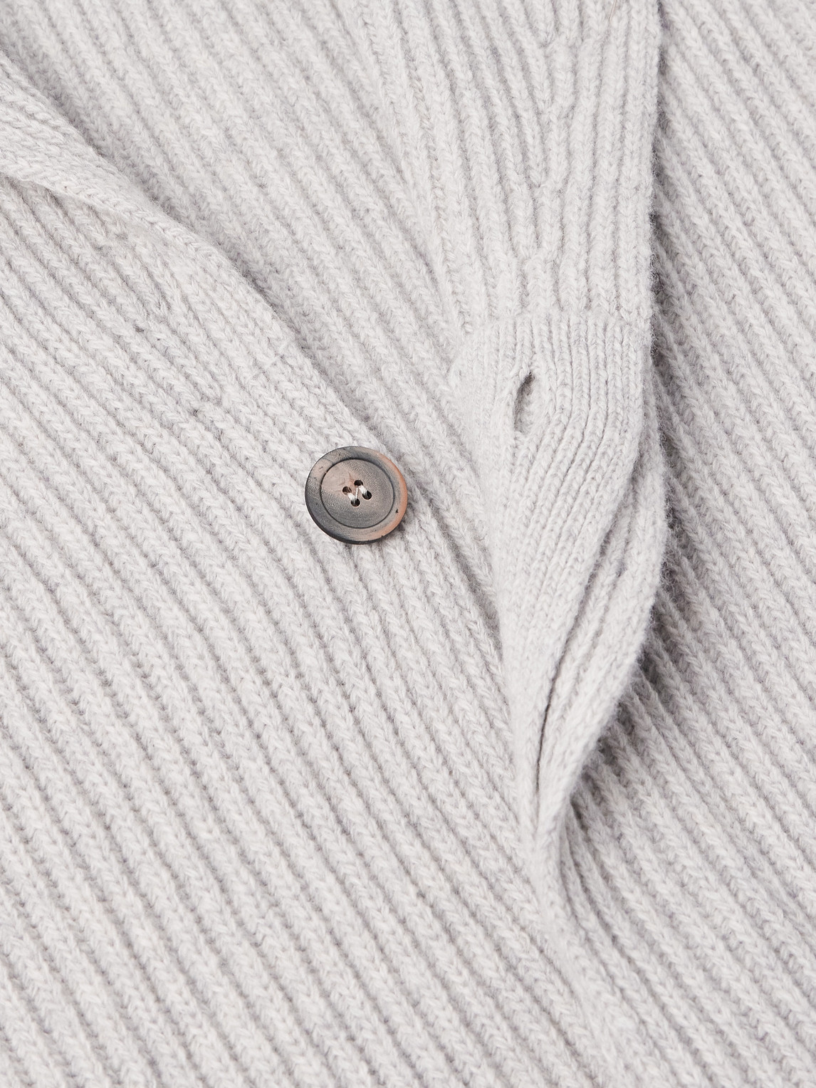 Altea Shawl-collar Ribbed Wool Cardigan In Gray