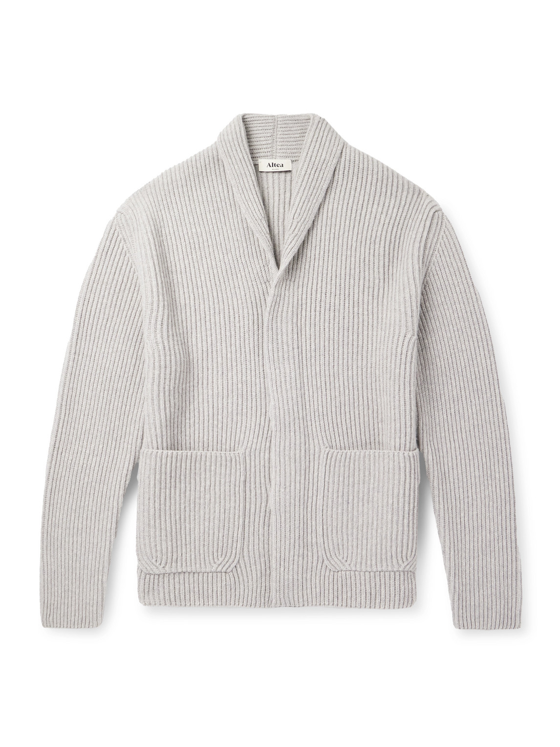 Altea Shawl-collar Ribbed Wool Cardigan In Gray