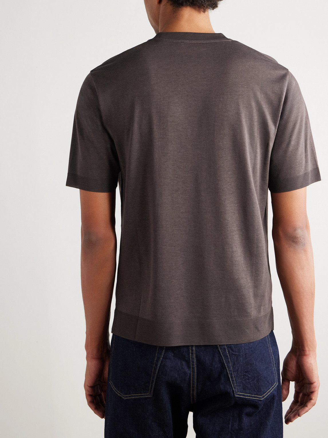 Altea Cecil Lyocell And Cotton-blend Jersey T-shirt In Brown