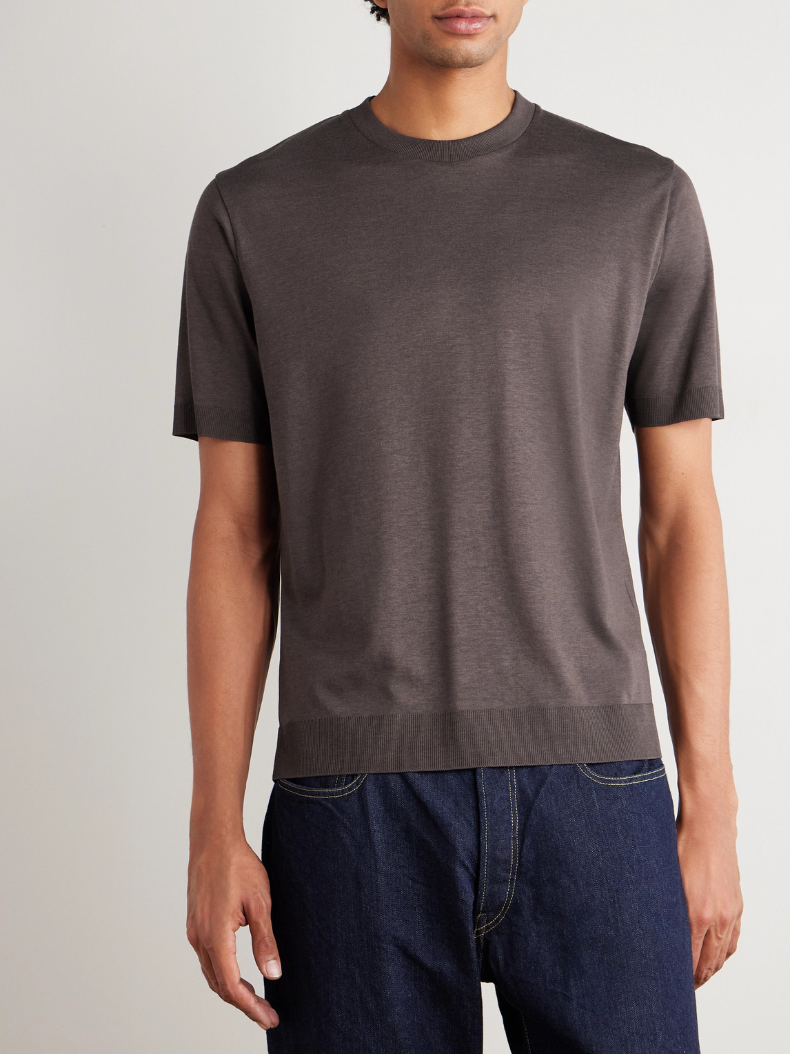 Altea Cecil Lyocell And Cotton-blend Jersey T-shirt In Brown