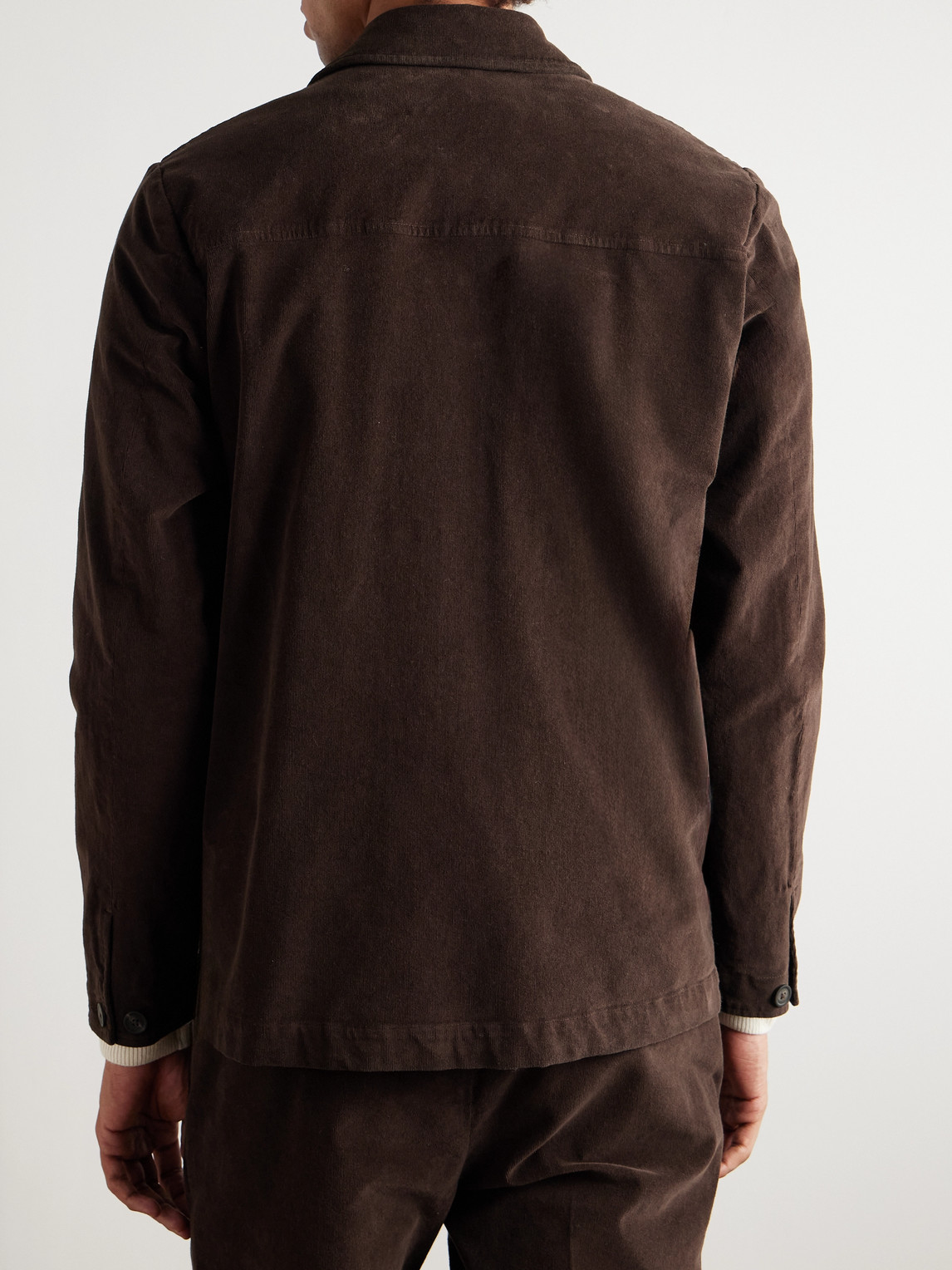 Altea Constantin Garment-dyed Stretch-cotton Corduroy Overshirt In Brown