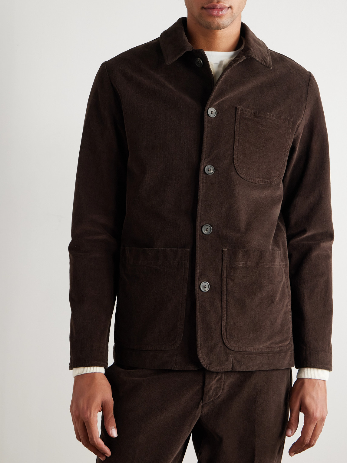 Altea Constantin Garment-dyed Stretch-cotton Corduroy Overshirt In Brown