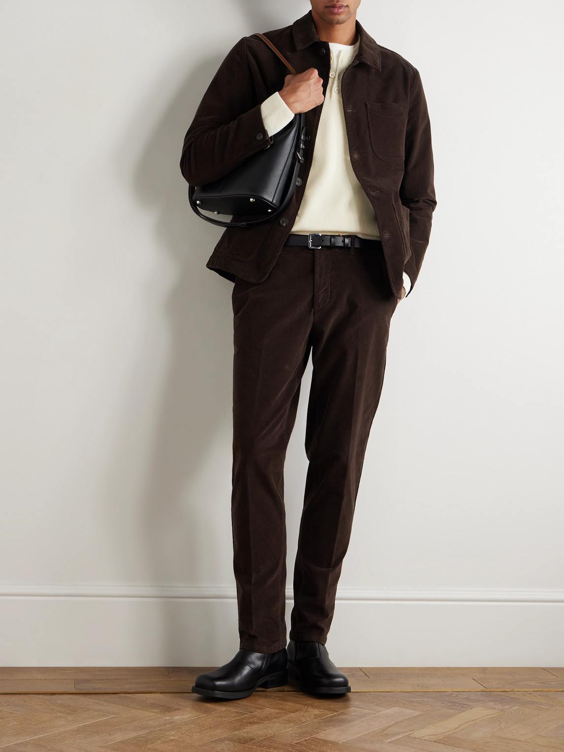 Altea Constantin Garment-dyed Stretch-cotton Corduroy Overshirt In Brown