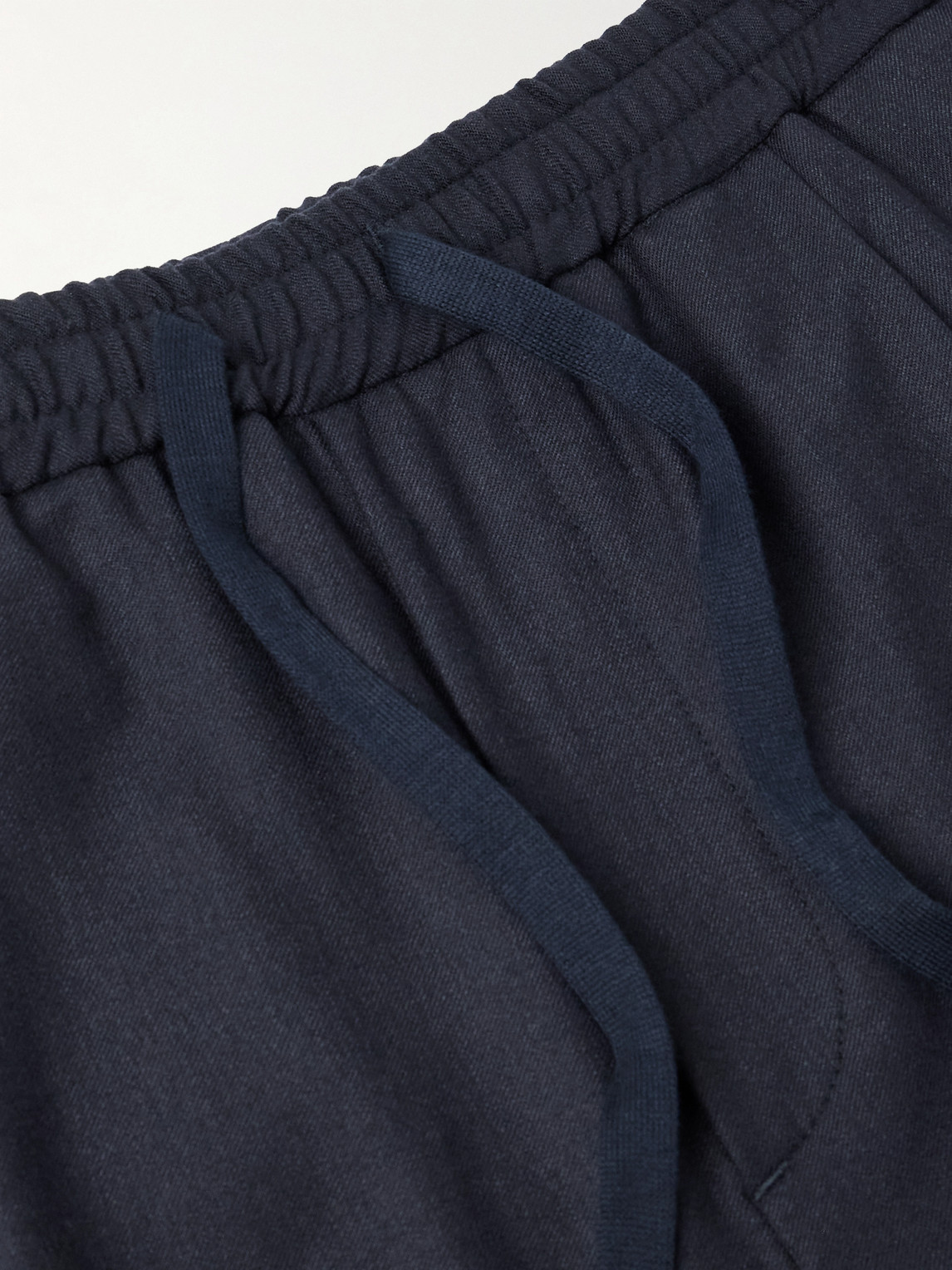 Altea Jared Straight-leg Pleated Wool-blend Flannel Drawstring Trousers In Blue