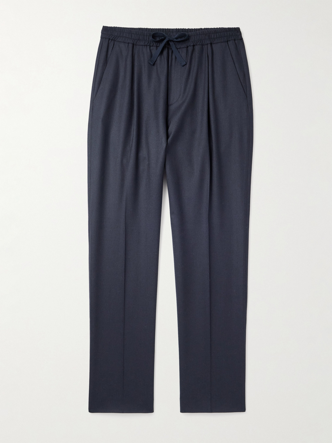 Altea Jared Straight-Leg Pleated Wool-Blend Flannel Drawstring Trousers - Men