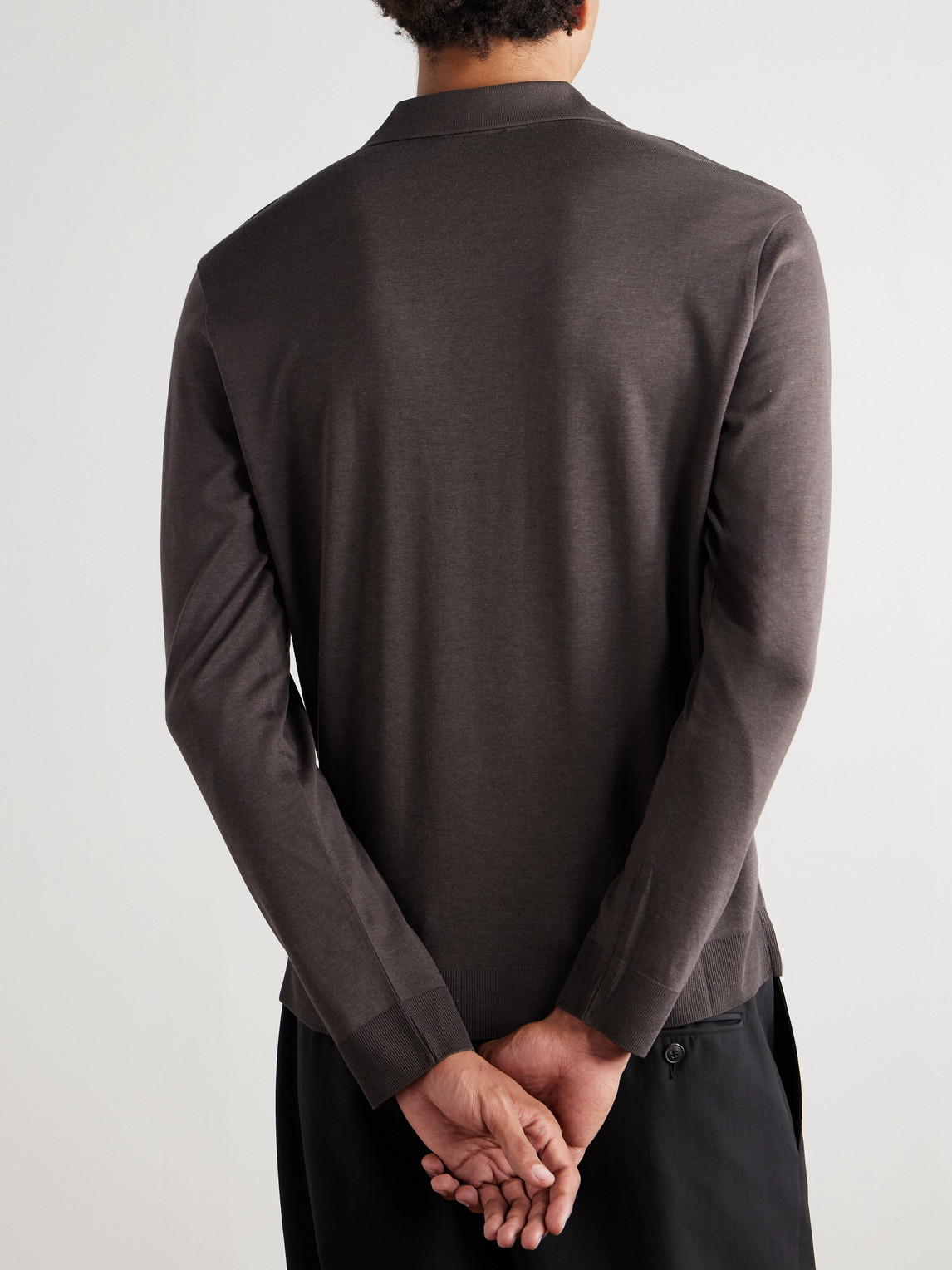 Altea Pierre Lyocell And Cotton-blend Jersey Polo Shirt In Brown