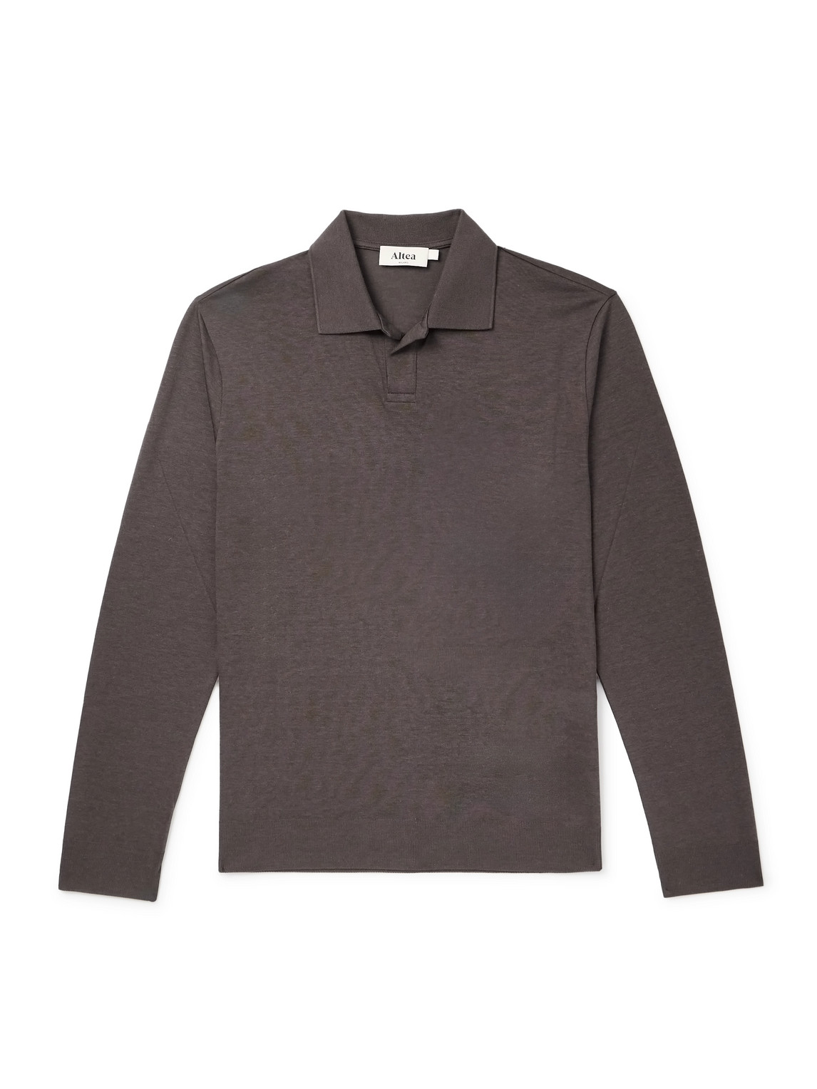 Altea Pierre Lyocell And Cotton-blend Jersey Polo Shirt In Brown