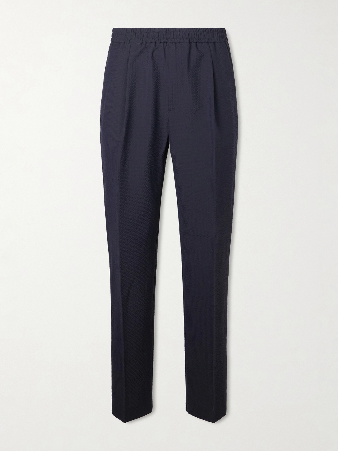 Altea Straight-Leg Pleated Wool-Blend Seersucker Trousers - Men