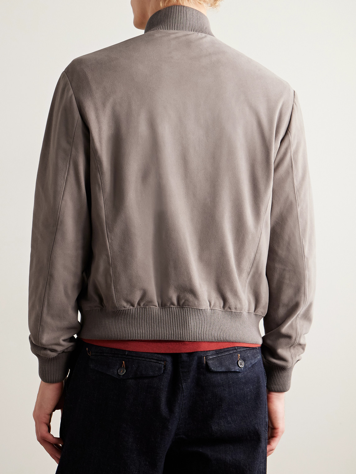 Altea Lennox Suede Bomber Jacket In Gray