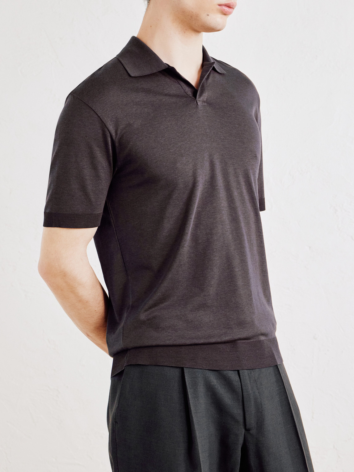  Altea - Pierre Lyocell And Cotton-blend Polo Shirt - Men - Brown - S 
