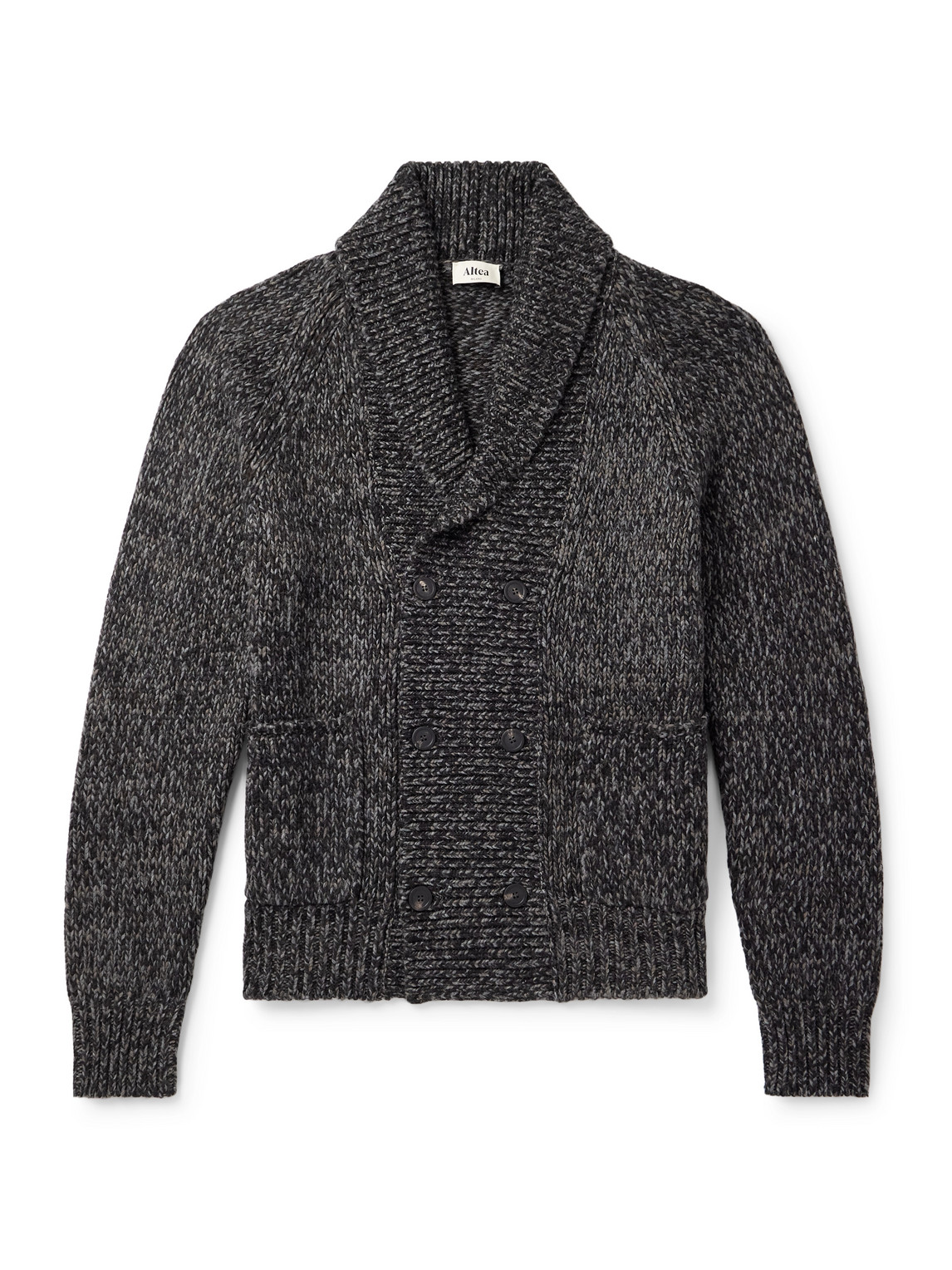 Altea Shawl-collar Double-breasted Knitted Cardigan In Black