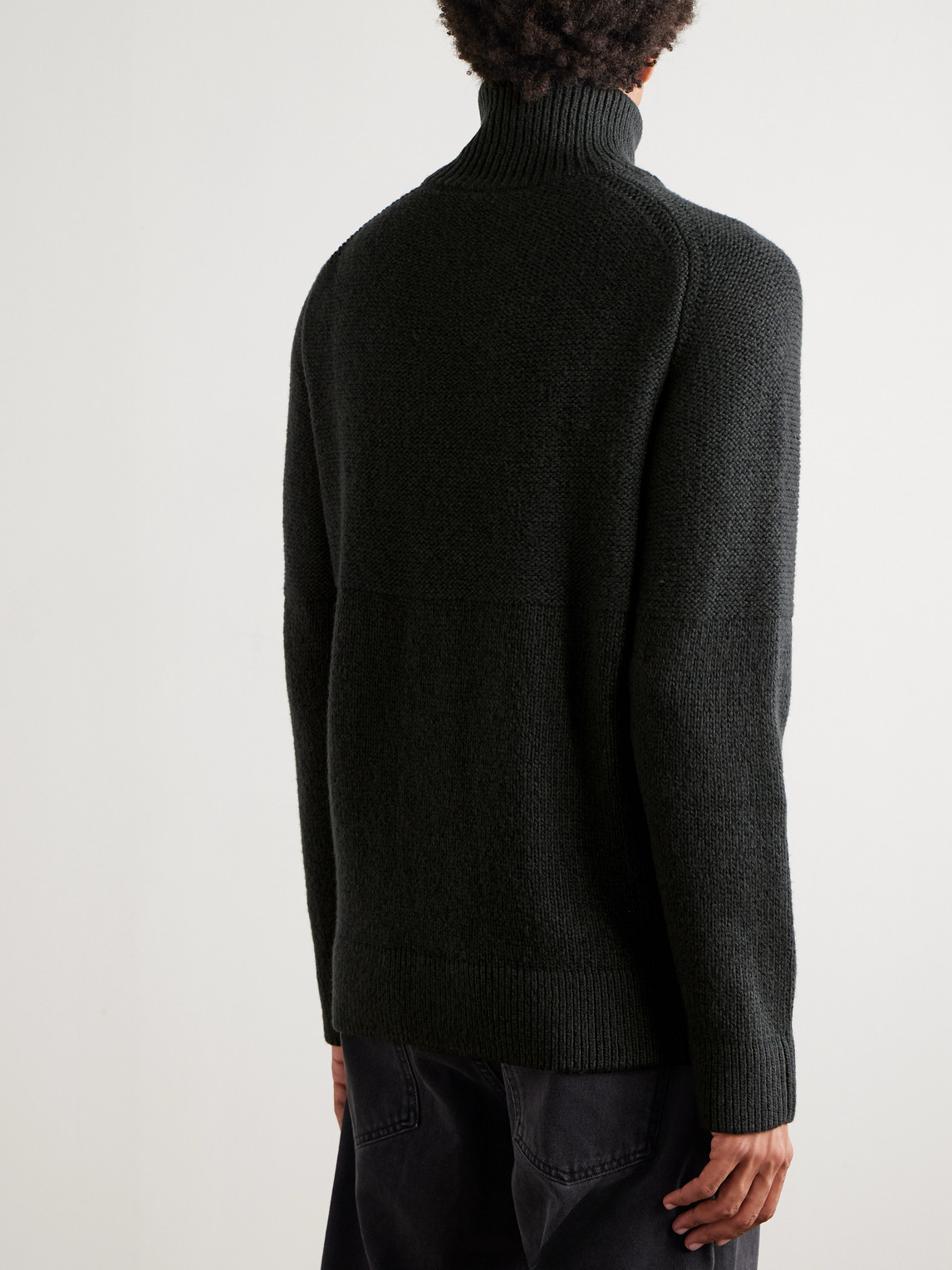 Altea Camionair Wool-blend Half-zip Sweater In Black