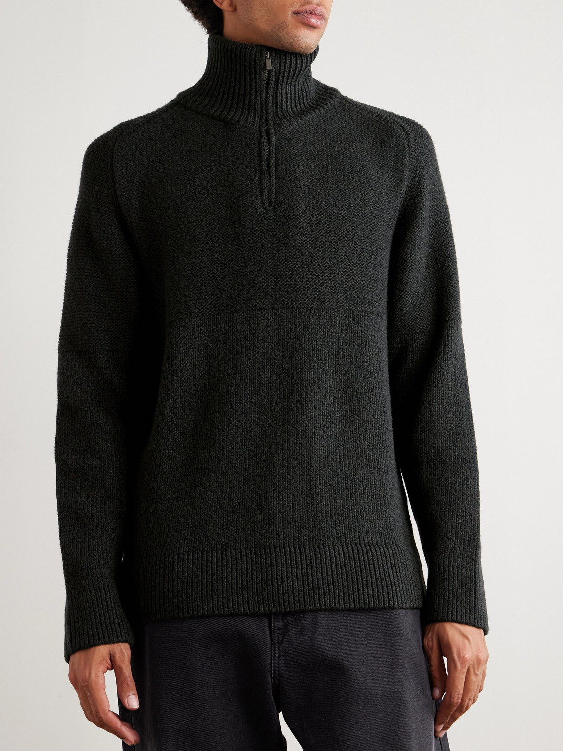 Altea Camionair Wool-blend Half-zip Sweater In Black