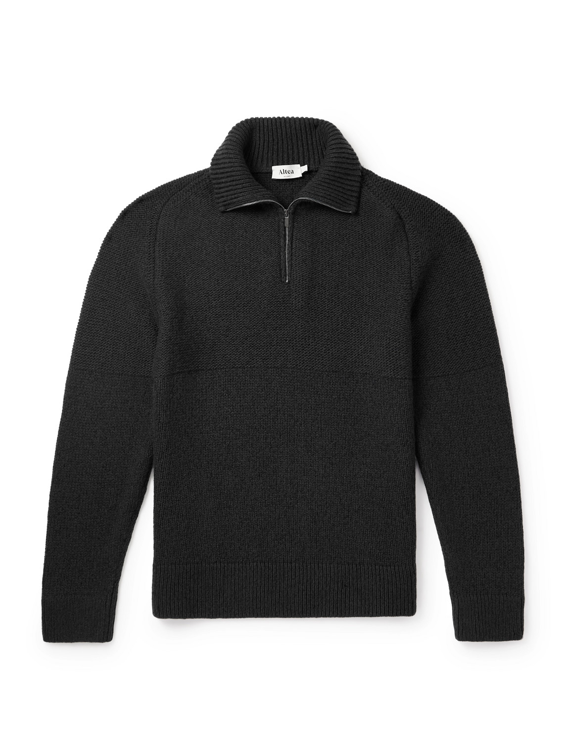 Altea Camionair Wool-blend Half-zip Sweater In Black
