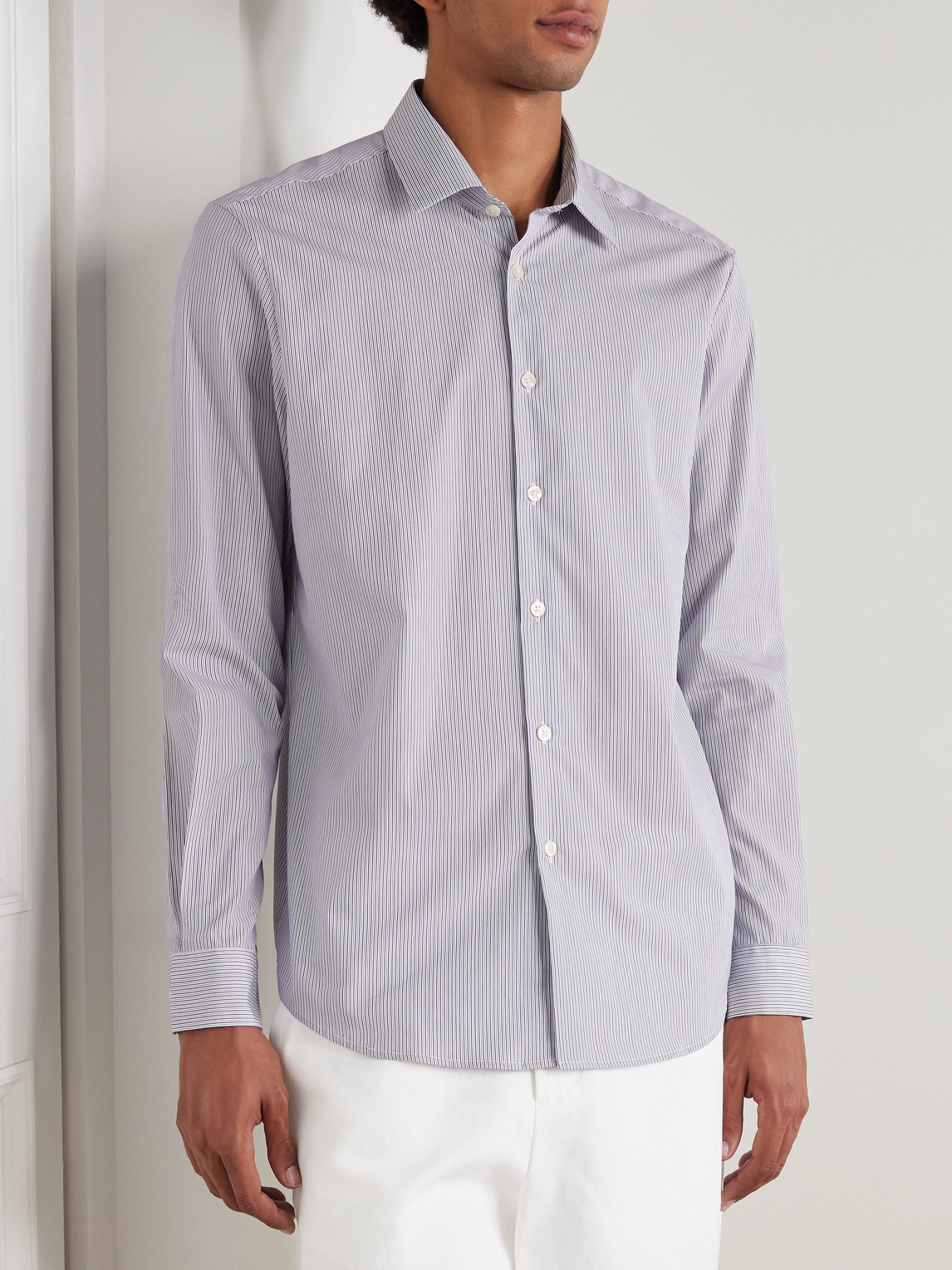  Altea - Scott Striped Cotton-poplin Shirt - Men - Blue - Xl 