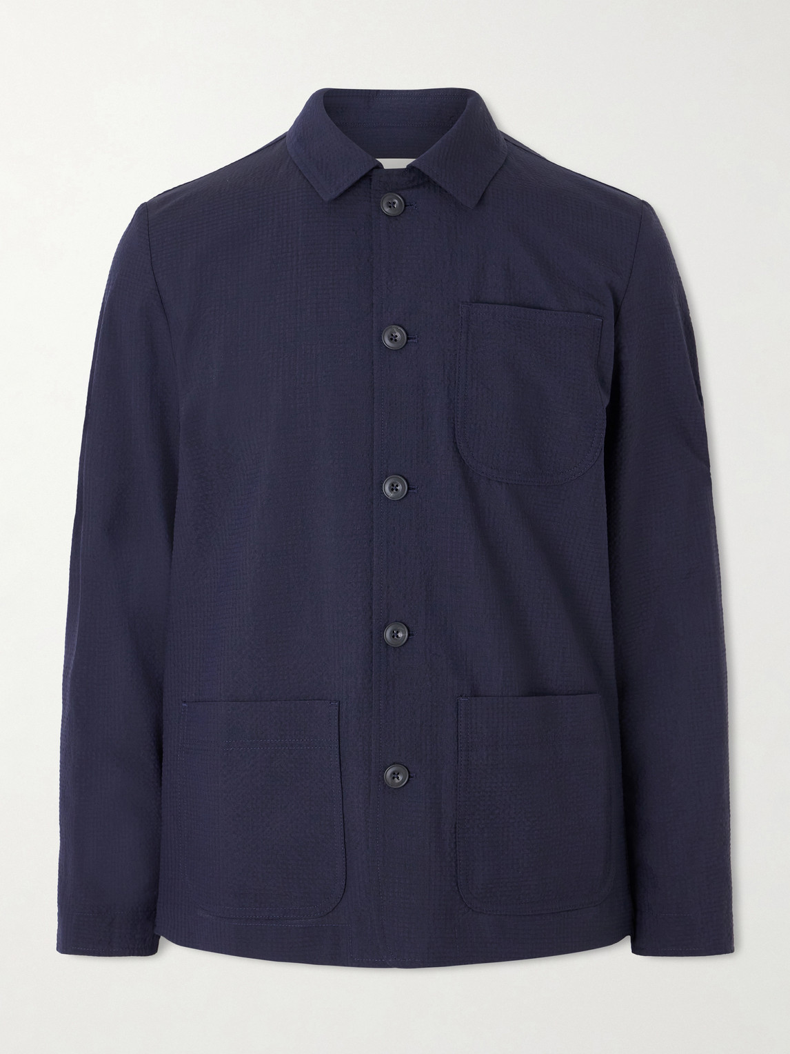 Altea – Virgin Wool-Blend Seersucker Overshirt