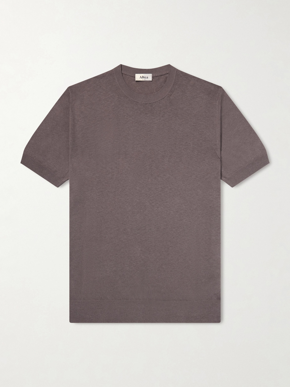 Altea Linen And Cotton-blend T-shirt In Brown