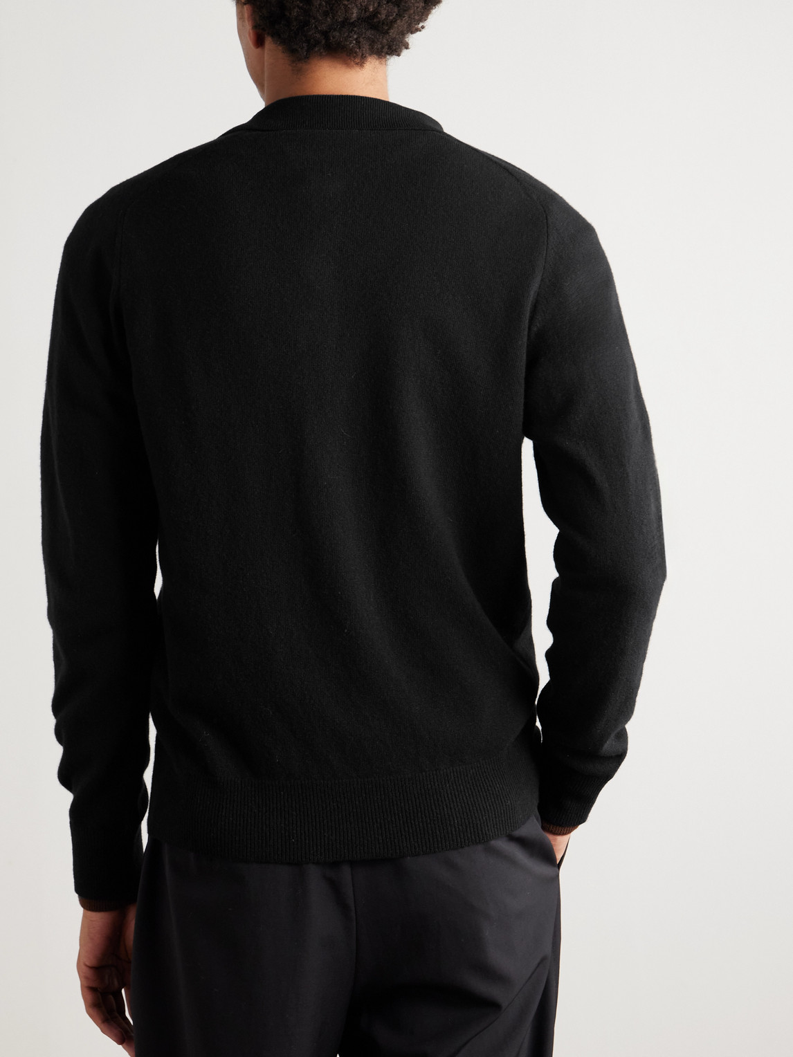 Altea Wool And Cashmere-blend Polo Shirt In Black