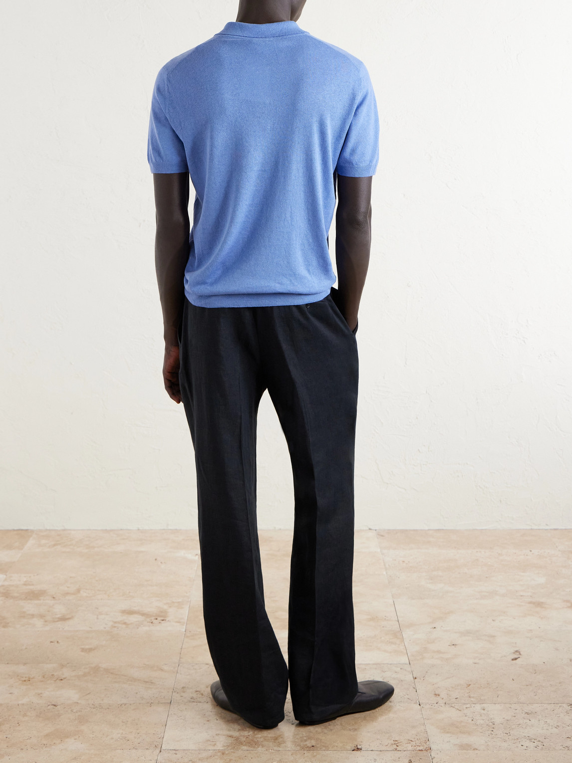  Altea - Linen And Cotton-blend Polo Shirt - Men - Blue - S 