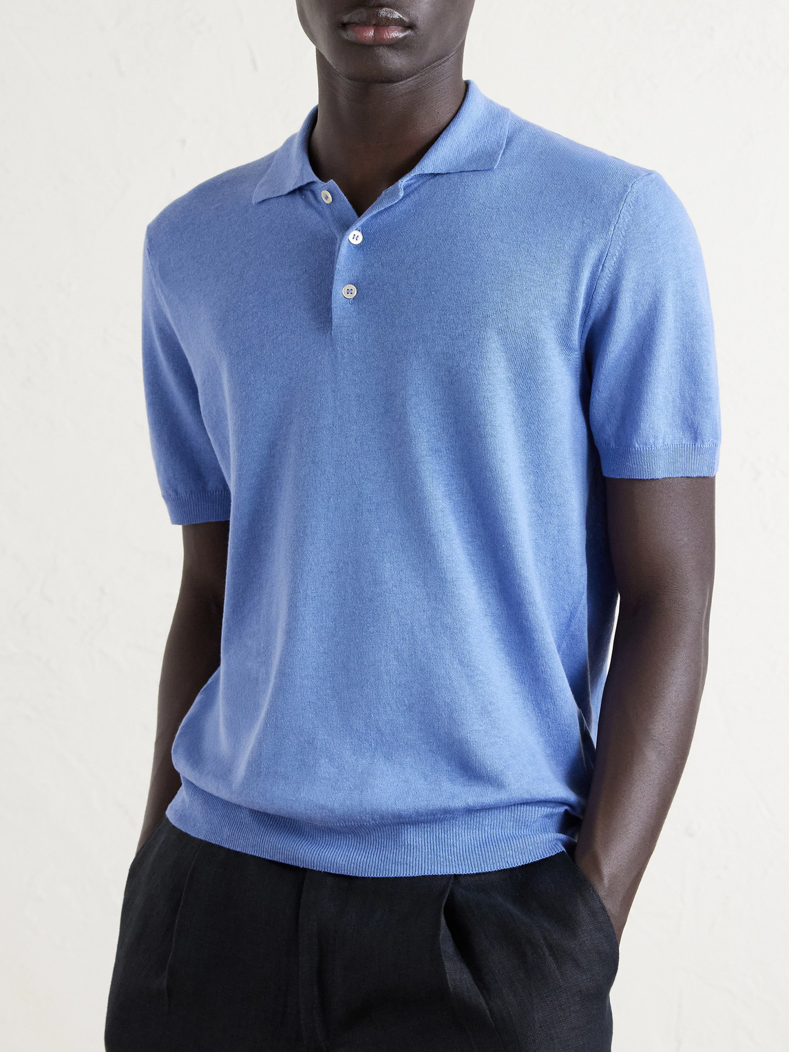  Altea - Linen And Cotton-blend Polo Shirt - Men - Blue - S 
