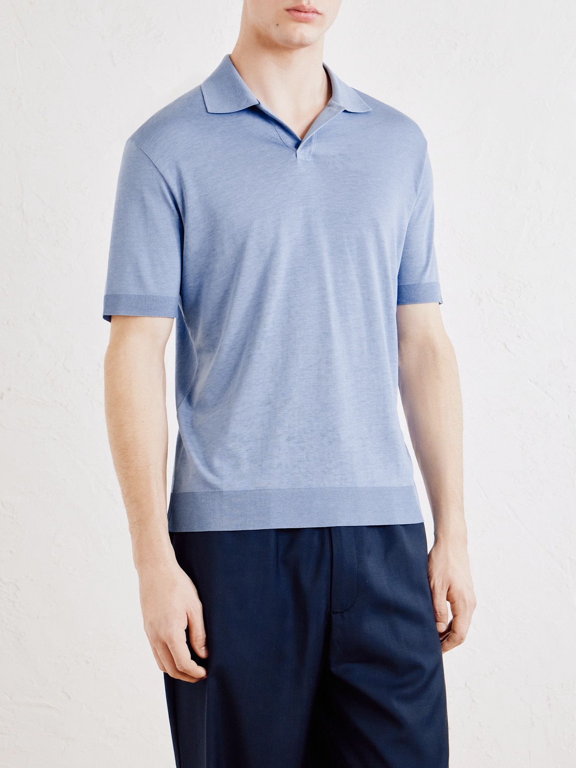  Altea - Pierre Lyocell And Cotton-blend Polo Shirt - Men - Blue - S 