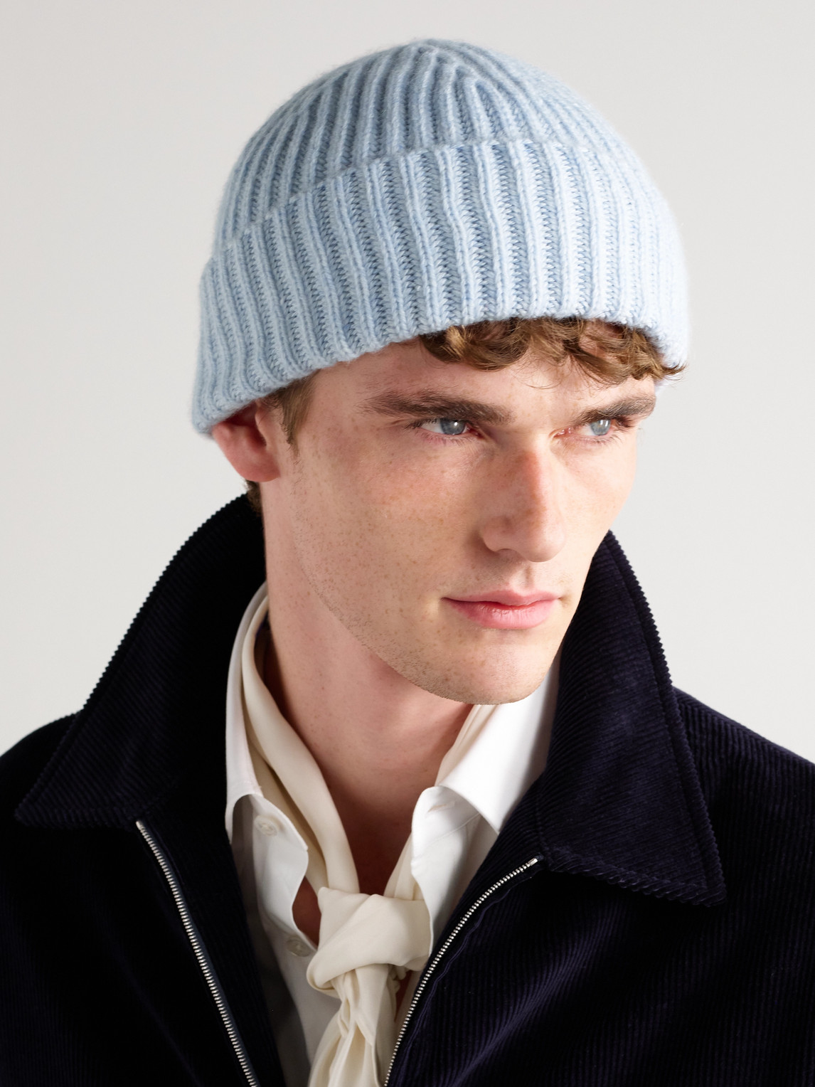 Umit Benan Murray Ribbed Cashmere Beanie In Blue