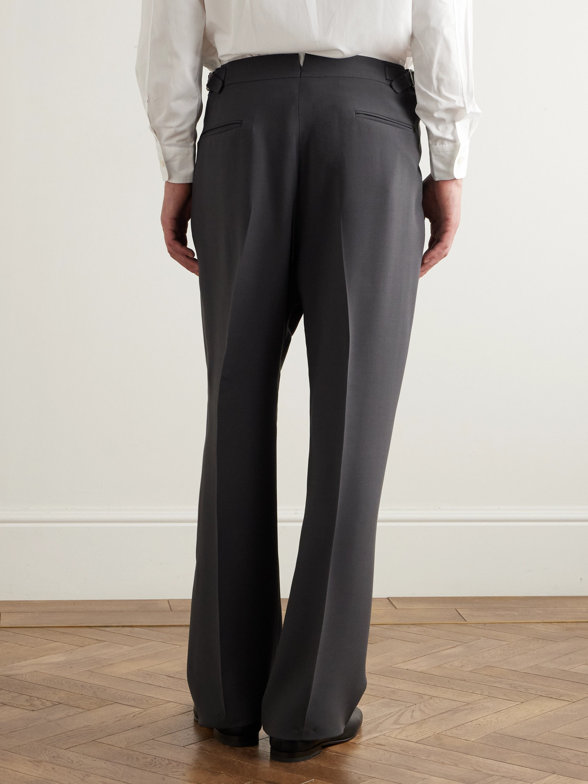 Umit Benan Johnny Straight-leg Silk And Wool-blend Trousers In Gray