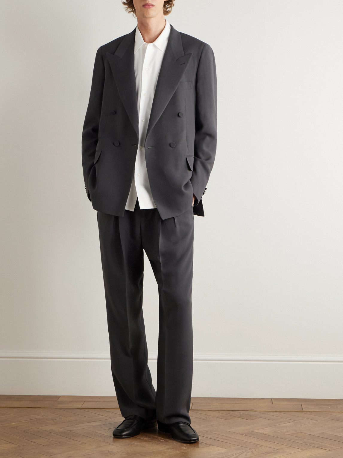 Umit Benan Johnny Straight-leg Silk And Wool-blend Trousers In Gray