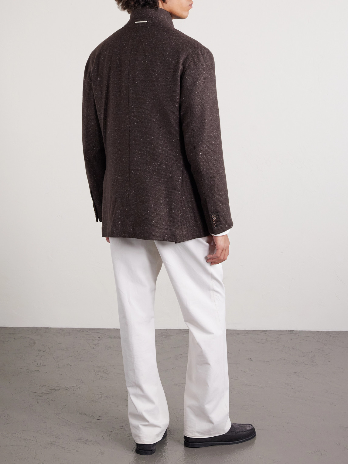 Umit Benan Norman Flecked Cashmere And Silk-blend Blazer In Brown