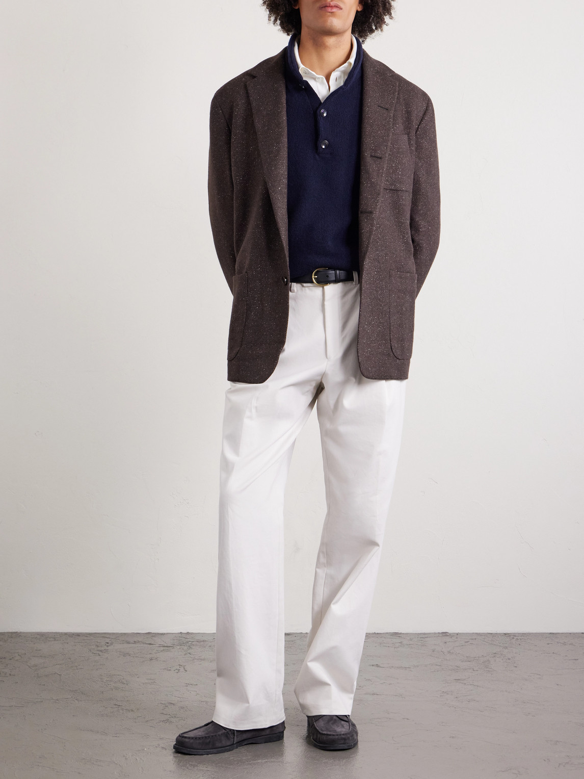 Umit Benan Norman Flecked Cashmere And Silk-blend Blazer In Brown